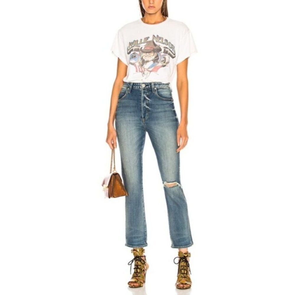Amo Jeans Womens Size 25 Chloe Crop Medium Wash Button Fly